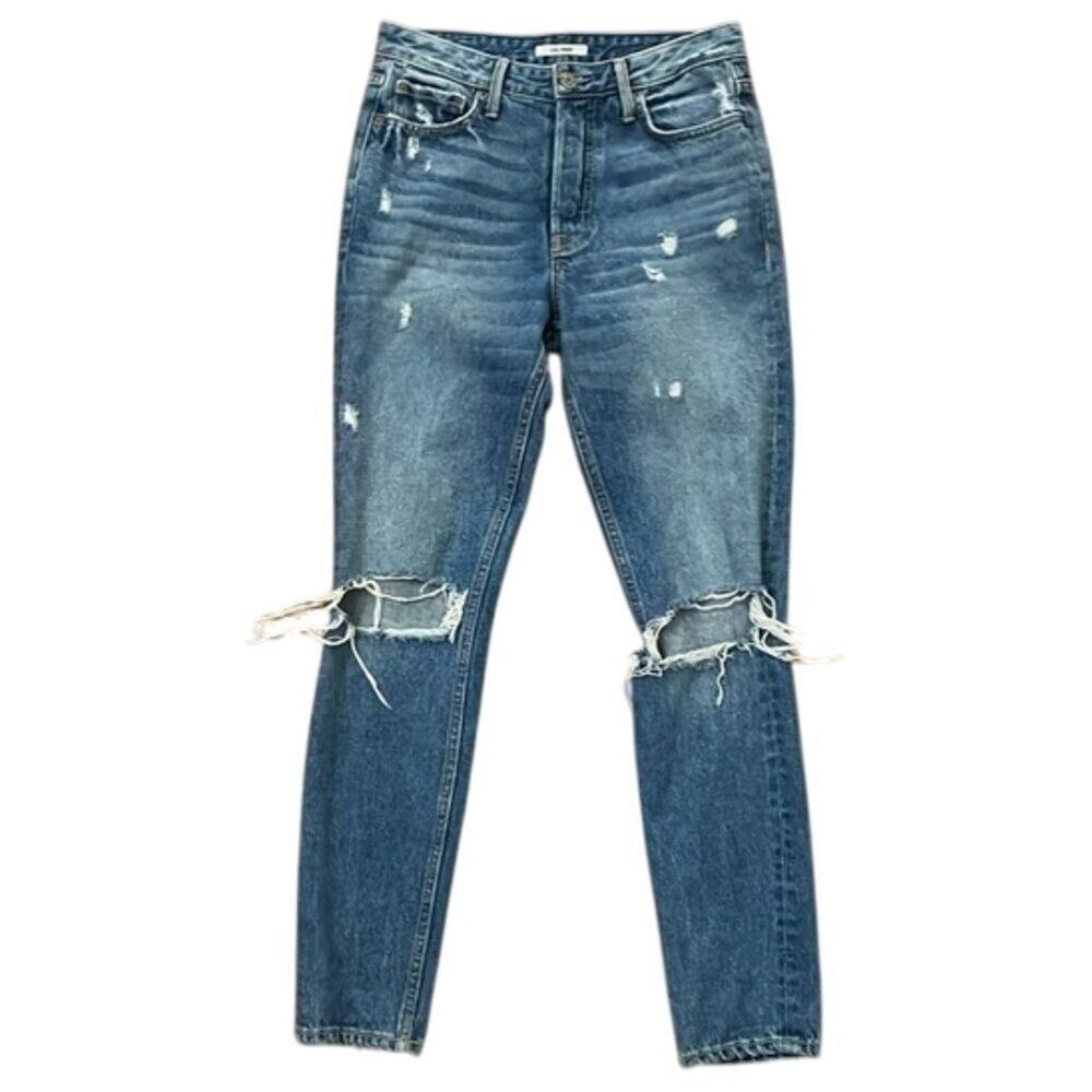 GRLFRND Karolina Distressed High Rise Skinny Blue Denim Jeans Womens Size 26